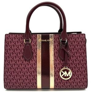 Michael Kors Sheila Medium Center Zip Satchel Bag Ox Blood Multi